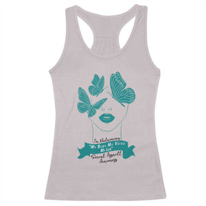 Sexual Assault Awareness Month Racerback Tank Top I Am Reclaiming My Body My Voice My Life TS14 Ice Gray Print Your Wear