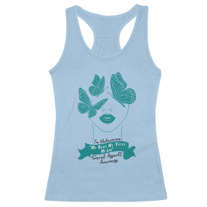 Sexual Assault Awareness Month Racerback Tank Top I Am Reclaiming My Body My Voice My Life TS14 Light Blue Print Your Wear