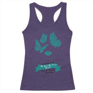 Sexual Assault Awareness Month Racerback Tank Top I Am Reclaiming My Body My Voice My Life TS14 Purple Print Your Wear