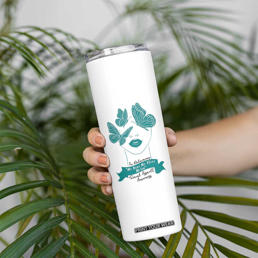 Sexual Assault Awareness Month Skinny Tumbler I Am Reclaiming My Body My Voice My Life TS14 Print Your Wear