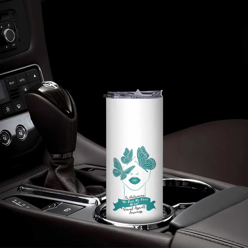 Sexual Assault Awareness Month Skinny Tumbler I Am Reclaiming My Body My Voice My Life TS14 Print Your Wear