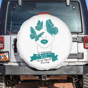 Sexual Assault Awareness Month Spare Tire Cover I Am Reclaiming My Body My Voice My Life TS14 No hole White Print Your Wear