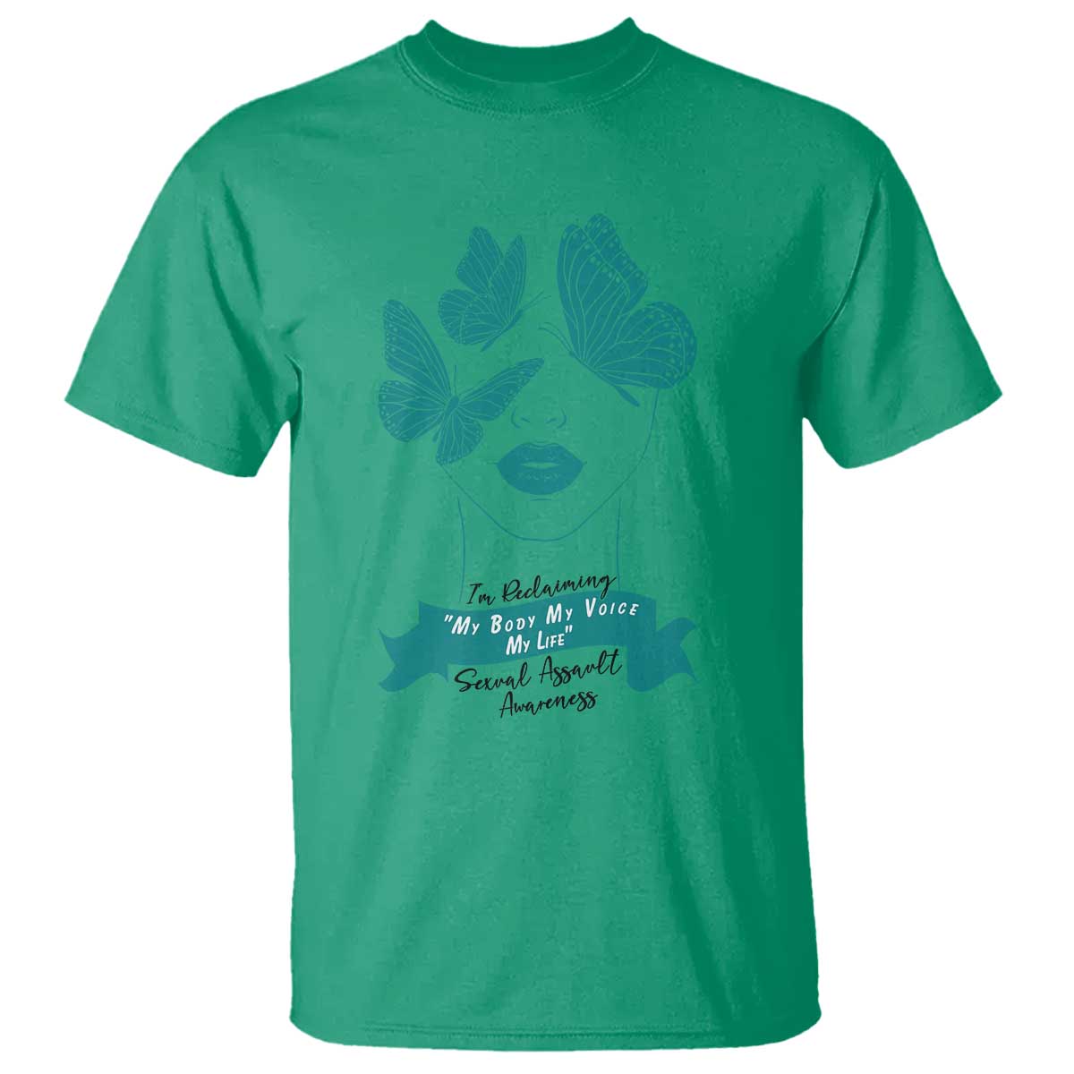 Sexual Assault Awareness Month T Shirt I Am Reclaiming My Body My Voice My Life TS14 Irish Green Print Your Wear