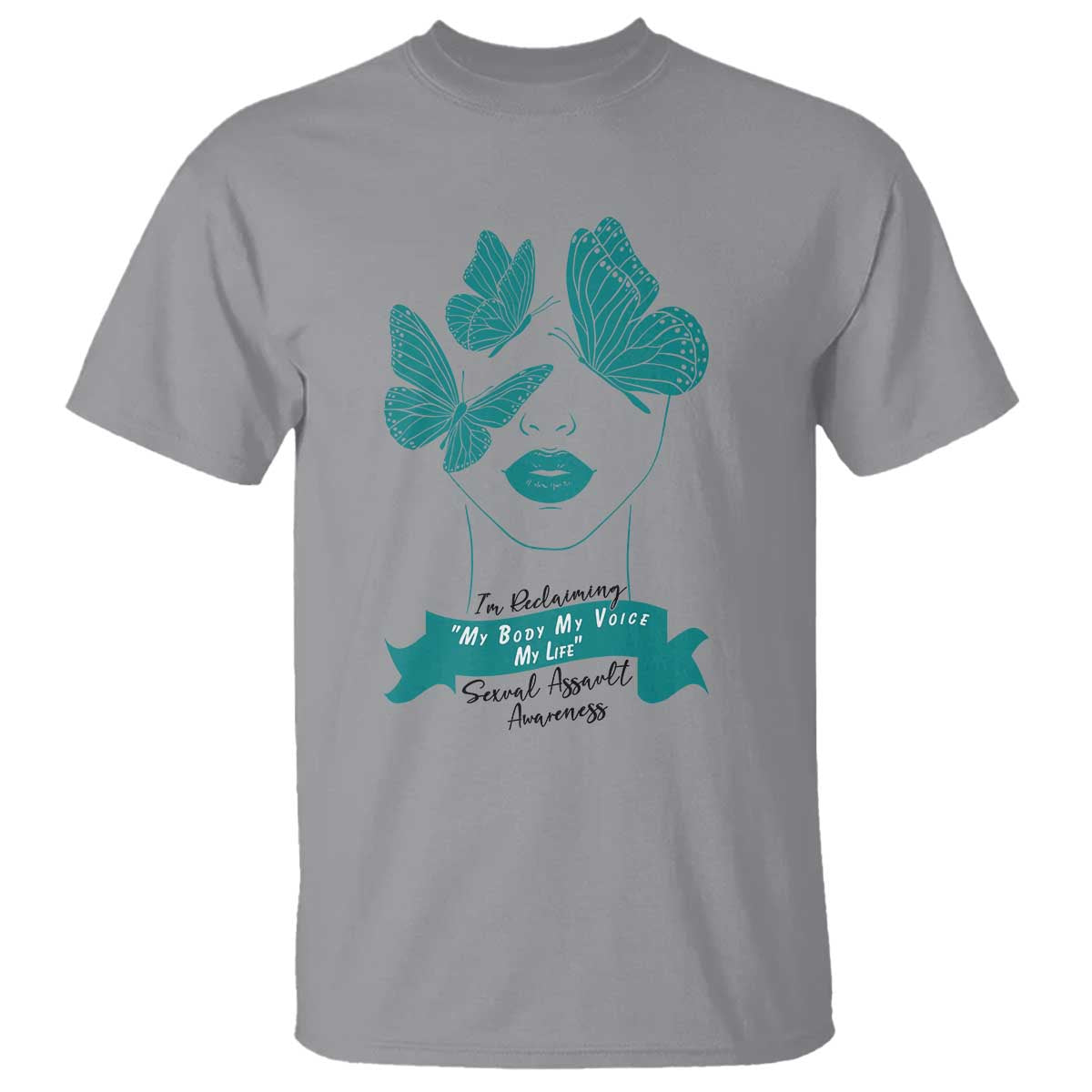 Sexual Assault Awareness Month T Shirt I Am Reclaiming My Body My Voice My Life TS14 Sport Gray Print Your Wear