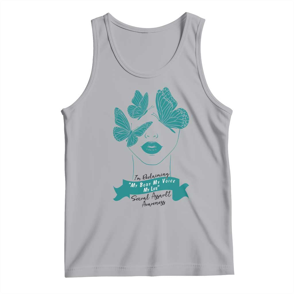 Sexual Assault Awareness Month Tank Top I Am Reclaiming My Body My Voice My Life TS14 Athletic Heather Print Your Wear