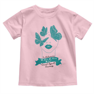 Sexual Assault Awareness Month Toddler T Shirt I Am Reclaiming My Body My Voice My Life TS14 Light Pink Print Your Wear
