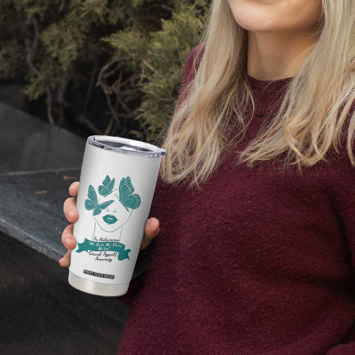 Sexual Assault Awareness Month Tumbler Cup I Am Reclaiming My Body My Voice My Life TS14 Print Your Wear