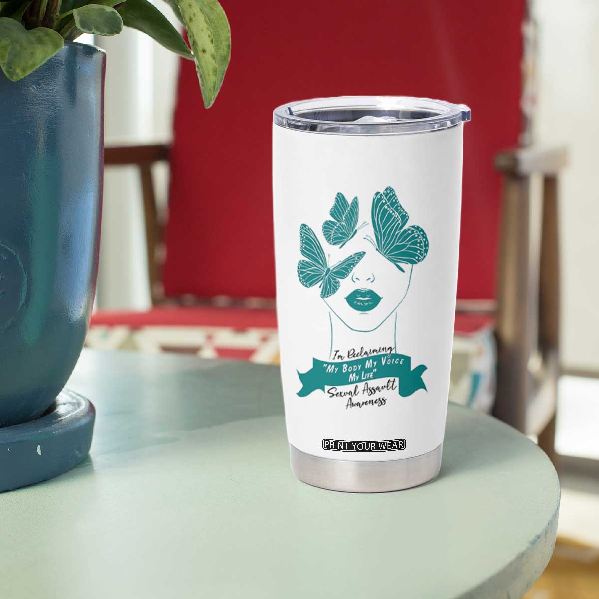 Sexual Assault Awareness Month Tumbler Cup I Am Reclaiming My Body My Voice My Life TS14 Print Your Wear