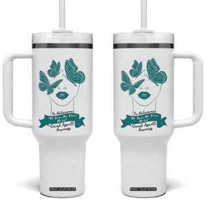 Sexual Assault Awareness Month Tumbler With Handle I Am Reclaiming My Body My Voice My Life TS14 One Size: 40 oz White Print Your Wear