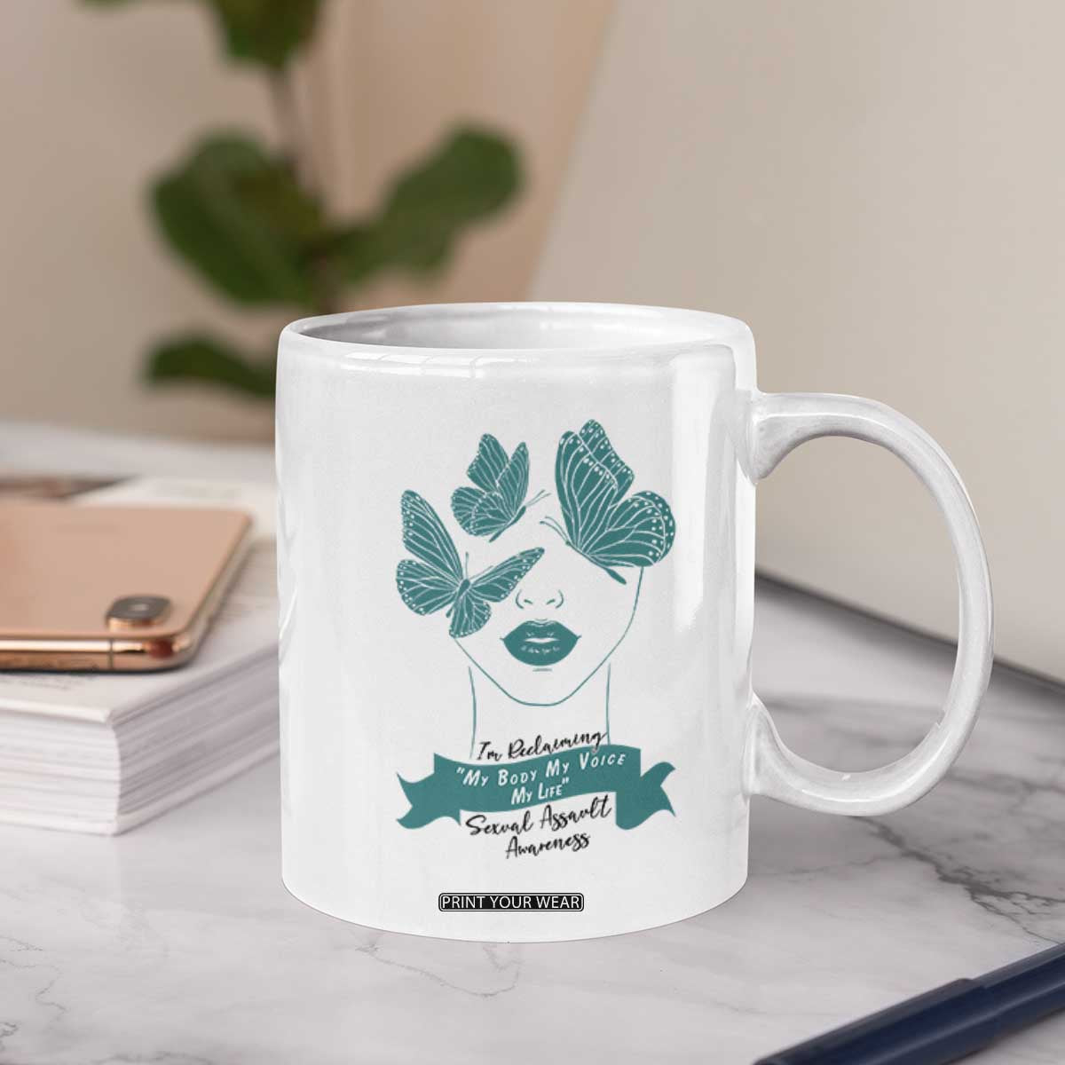 Sexual Assault Awareness Month Coffee Mug I Am Reclaiming My Body My Voice My Life TS14 Print Your Wear