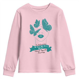 Sexual Assault Awareness Month Youth Sweatshirt I Am Reclaiming My Body My Voice My Life TS14 Light Pink Print Your Wear