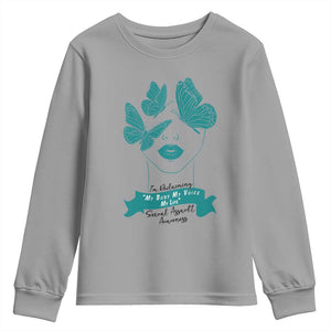 Sexual Assault Awareness Month Youth Sweatshirt I Am Reclaiming My Body My Voice My Life TS14 Sport Gray Print Your Wear