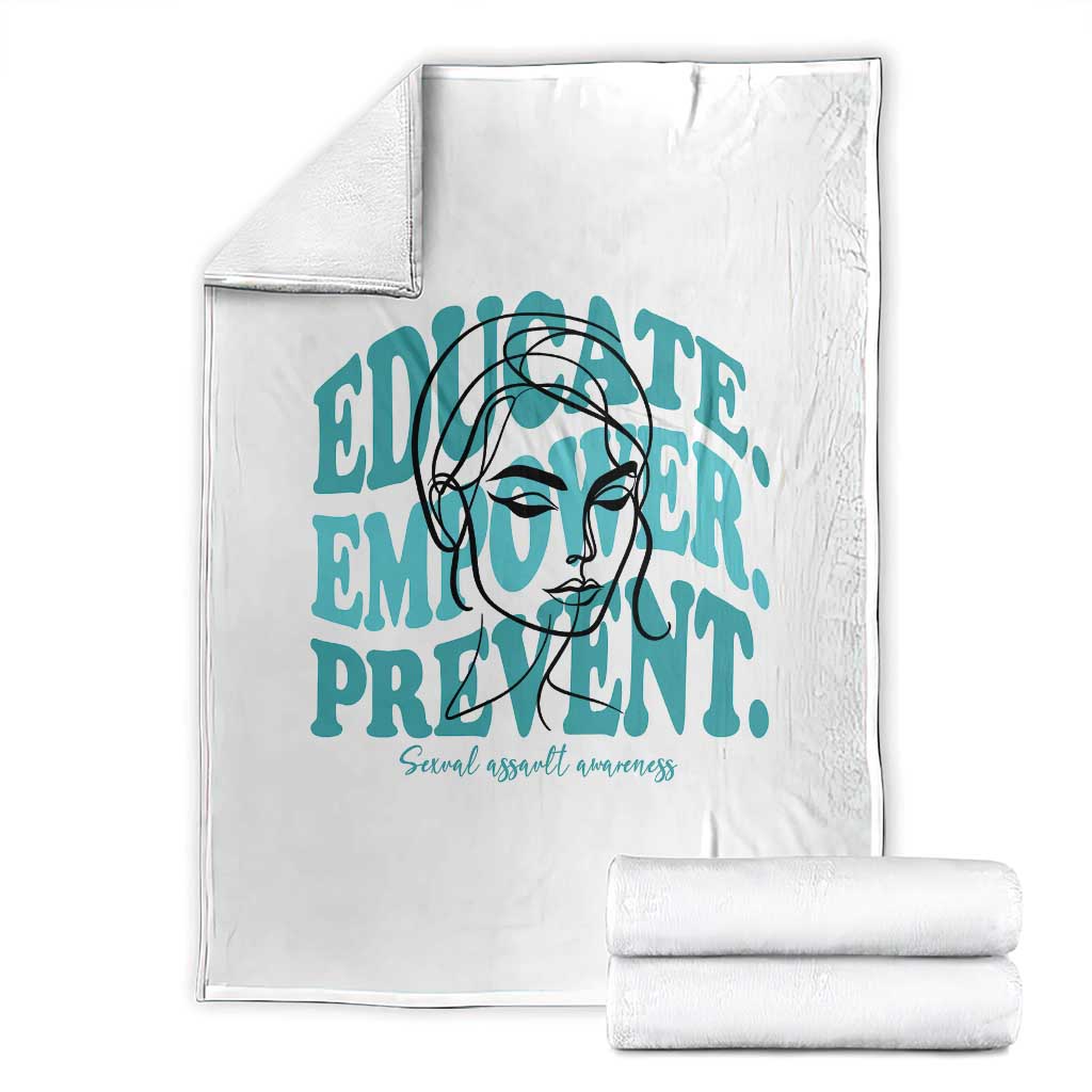 Sexual Assault Awareness Prevention Throw Blanket Educate Empower Prevent Women's Right TS14 White Print Your Wear