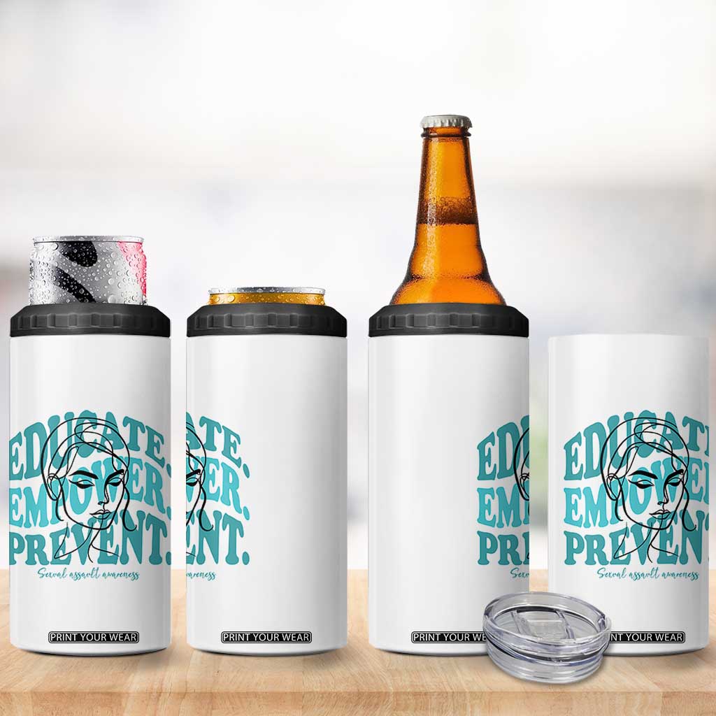Sexual Assault Awareness Prevention 4 in 1 Can Cooler Tumbler Educate Empower Prevent Women's Right TS14 Print Your Wear
