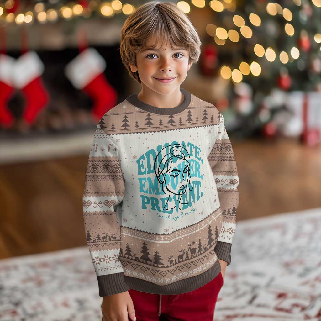 Sexual Assault Awareness Prevention Ugly Christmas Sweater Educate Empower Prevent Women's Right TS14 Mocha Mousse Print Your Wear