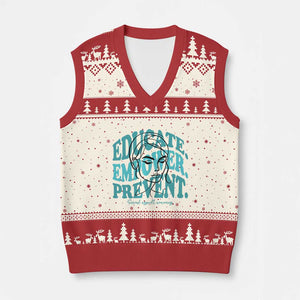 Sexual Assault Awareness Prevention V-Neck Knit Sweater Vest Educate Empower Prevent Women's Right TS14 Beige Red Print Your Wear