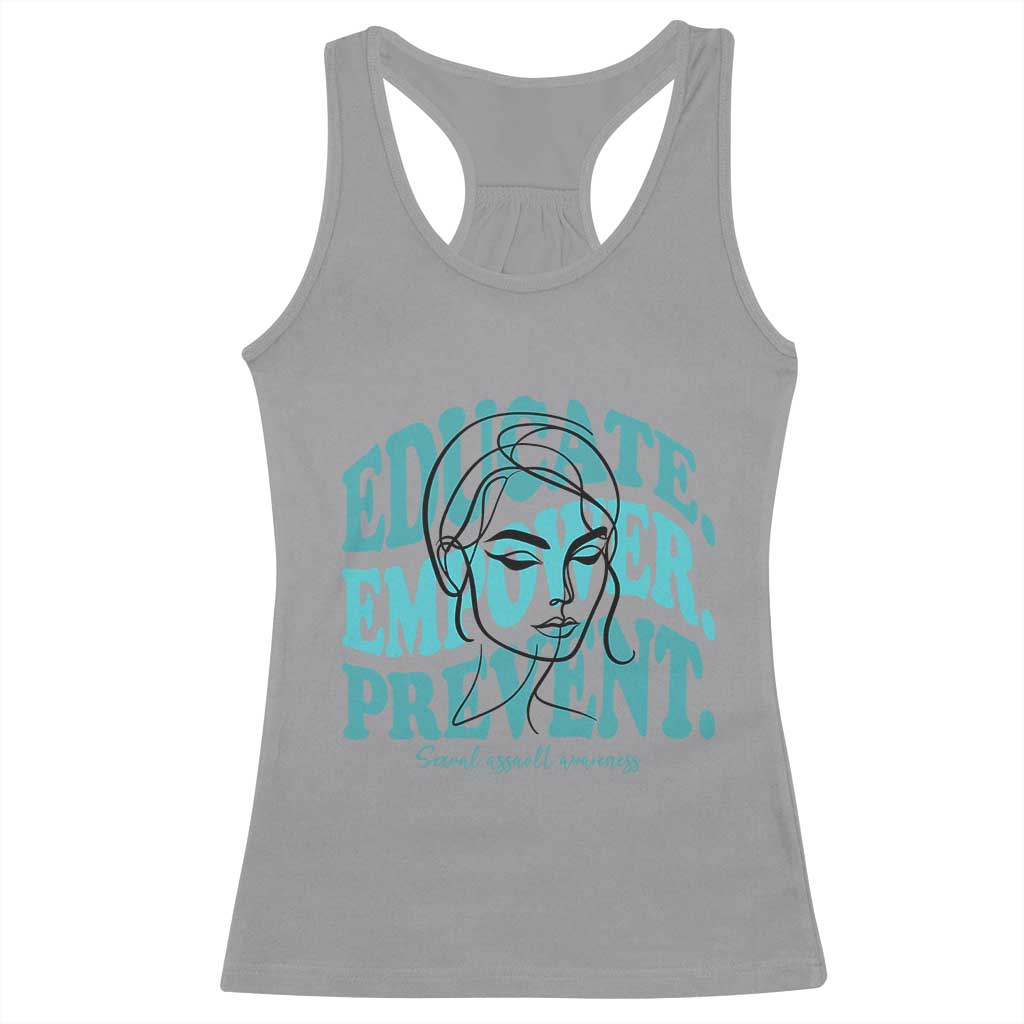 Sexual Assault Awareness Prevention Racerback Tank Top Educate Empower Prevent Women's Right TS14 Sport Gray Print Your Wear