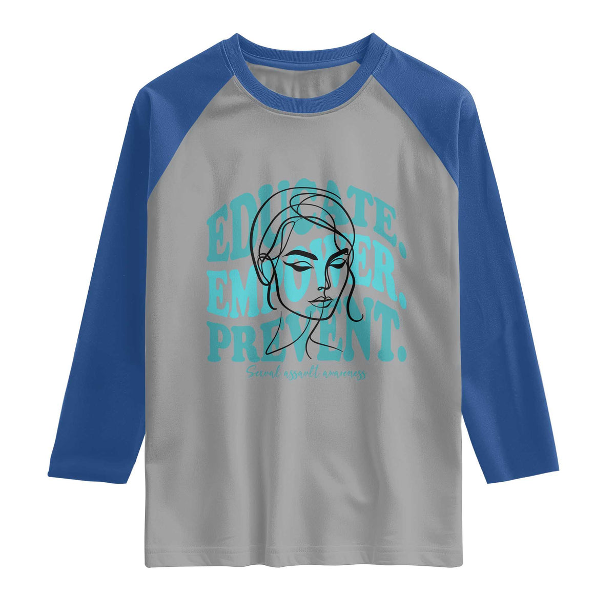 Sexual Assault Awareness Prevention Raglan Shirt Educate Empower Prevent Women's Right TS14 Sport Gray Royal Print Your Wear