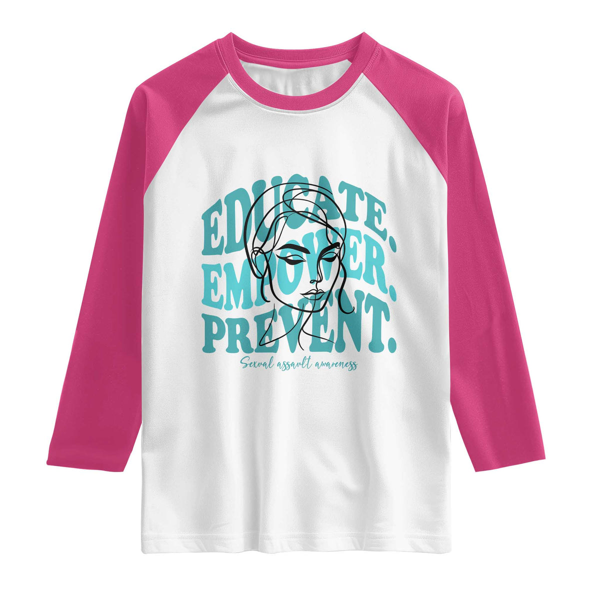 Sexual Assault Awareness Prevention Raglan Shirt Educate Empower Prevent Women's Right TS14 White Heliconia Print Your Wear
