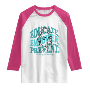 Sexual Assault Awareness Prevention Raglan Shirt Educate Empower Prevent Women's Right TS14 White Heliconia Print Your Wear