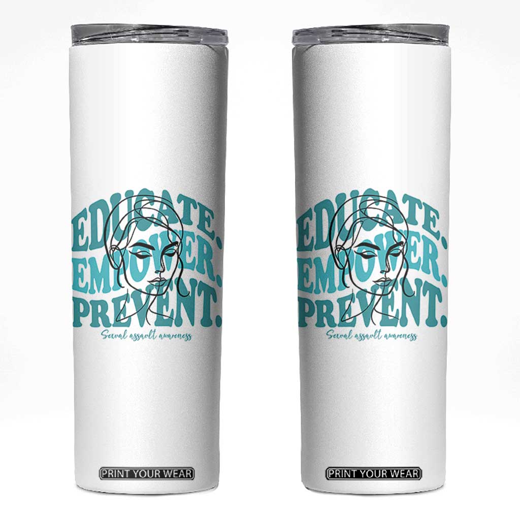 Sexual Assault Awareness Prevention Skinny Tumbler Educate Empower Prevent Women's Right TS14 White Print Your Wear