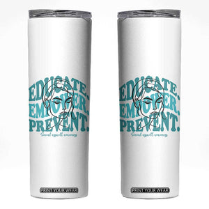 Sexual Assault Awareness Prevention Skinny Tumbler Educate Empower Prevent Women's Right TS14 White Print Your Wear