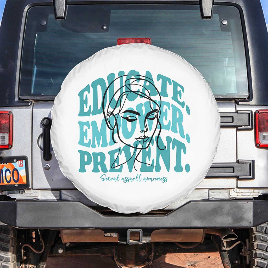 Sexual Assault Awareness Prevention Spare Tire Cover Educate Empower Prevent Women's Right TS14 No hole White Print Your Wear