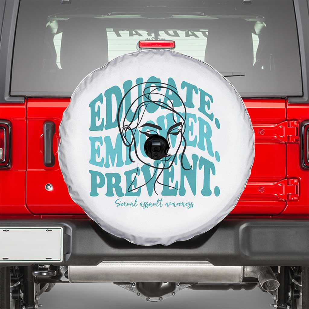 Sexual Assault Awareness Prevention Spare Tire Cover Educate Empower Prevent Women's Right TS14 White Print Your Wear