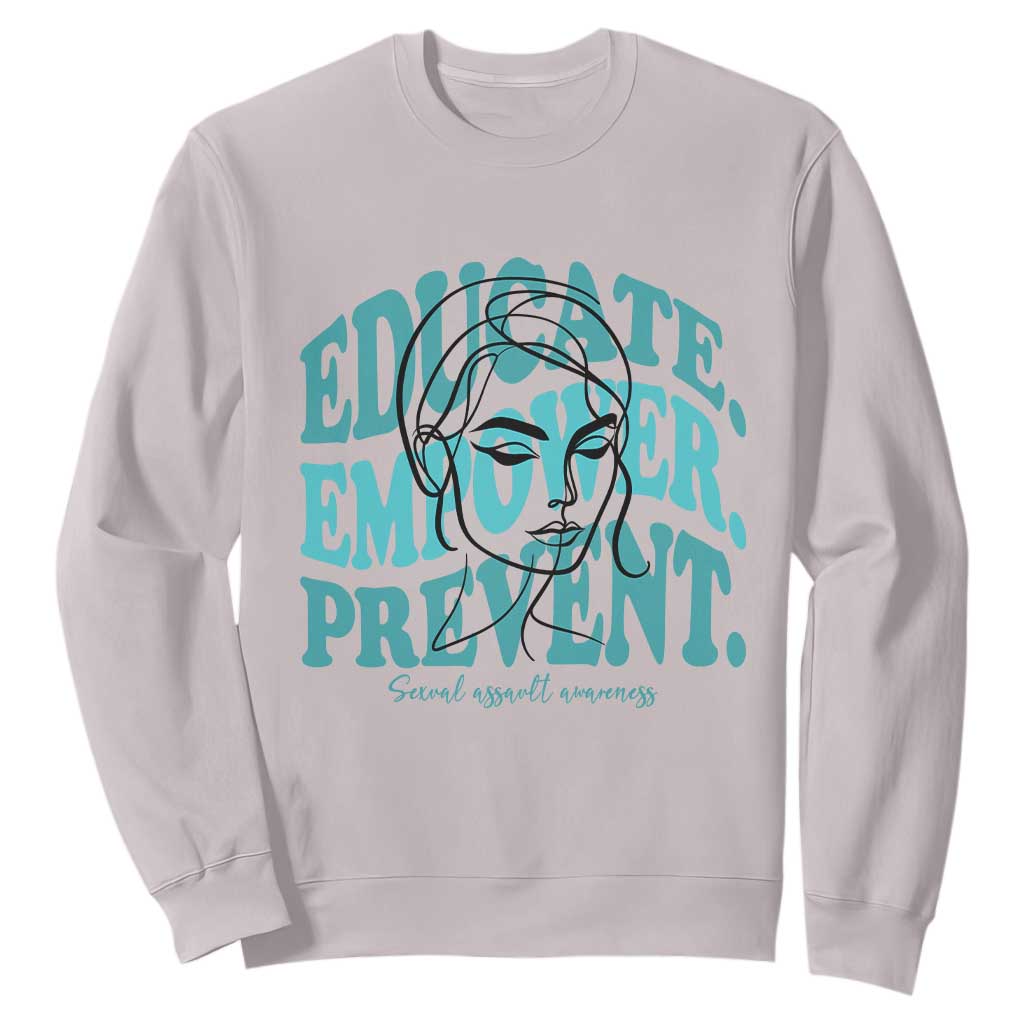 Sexual Assault Awareness Prevention Sweatshirt Educate Empower Prevent Women's Right TS14 Ice Gray Print Your Wear