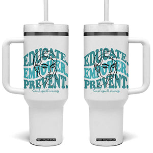 Sexual Assault Awareness Prevention Tumbler With Handle Educate Empower Prevent Women's Right TS14 One Size: 40 oz White Print Your Wear