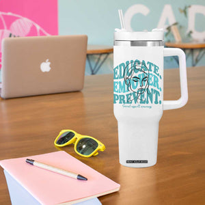 Sexual Assault Awareness Prevention Tumbler With Handle Educate Empower Prevent Women's Right TS14 Print Your Wear