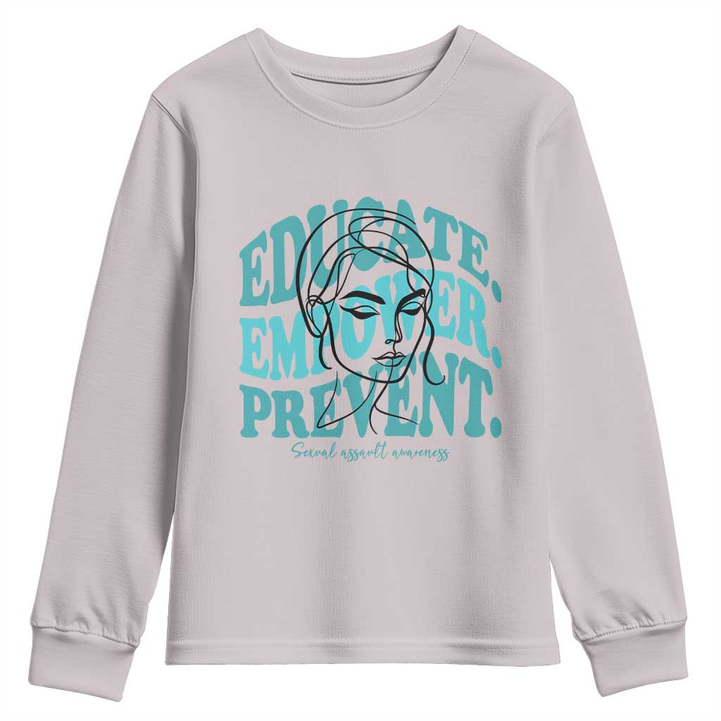 Sexual Assault Awareness Prevention Youth Sweatshirt Educate Empower Prevent Women's Right TS14 Ice Gray Print Your Wear