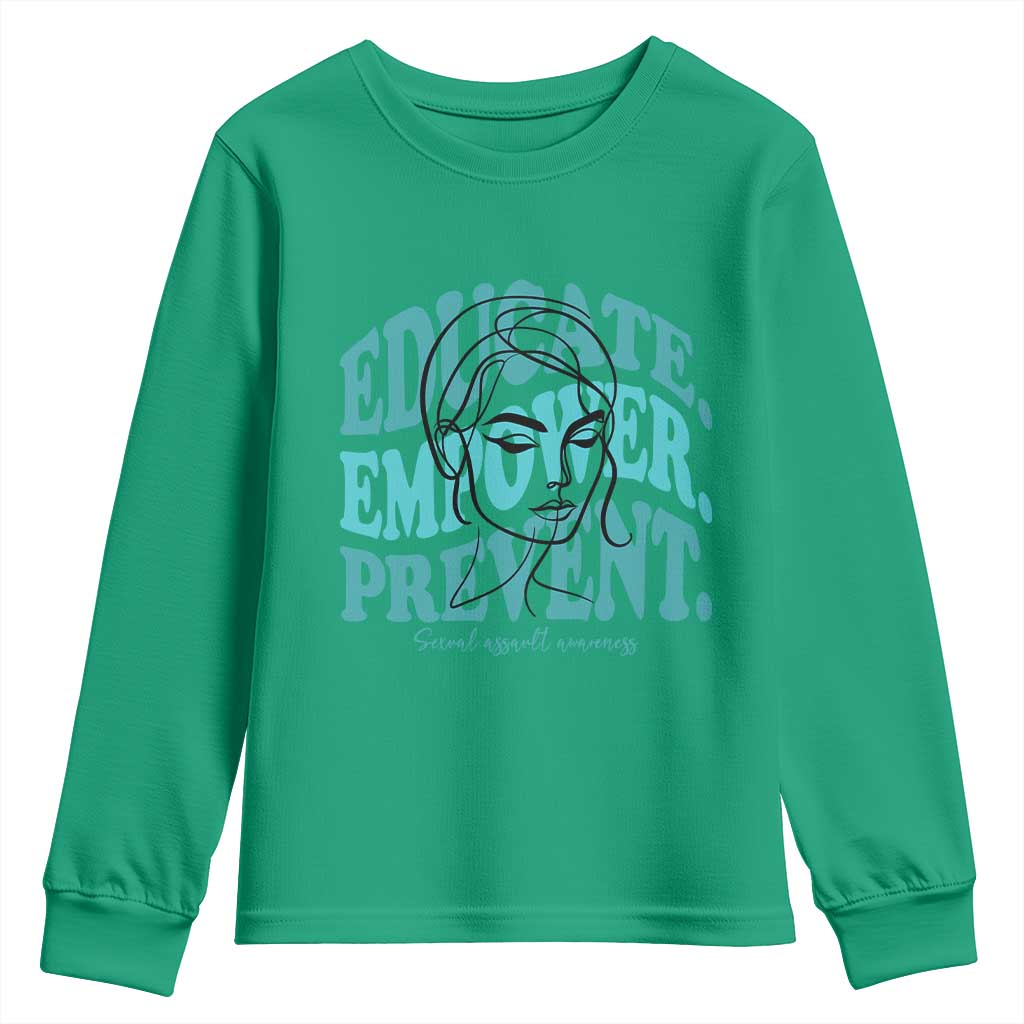 Sexual Assault Awareness Prevention Youth Sweatshirt Educate Empower Prevent Women's Right TS14 Irish Green Print Your Wear