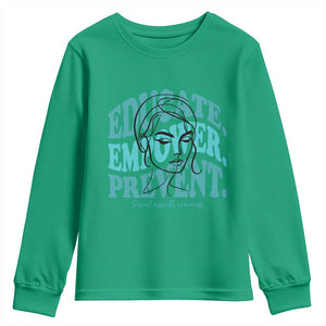 Sexual Assault Awareness Prevention Youth Sweatshirt Educate Empower Prevent Women's Right TS14 Irish Green Print Your Wear