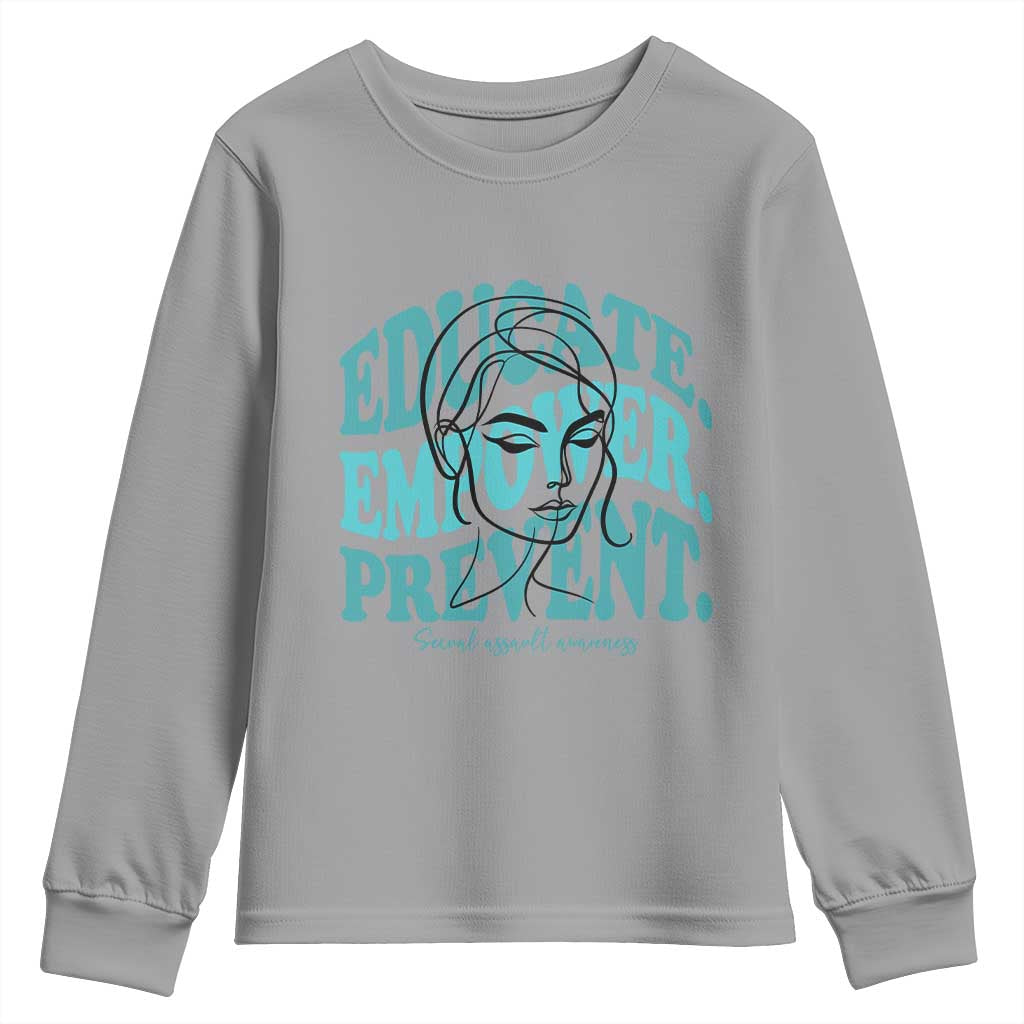Sexual Assault Awareness Prevention Youth Sweatshirt Educate Empower Prevent Women's Right TS14 Sport Gray Print Your Wear