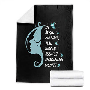 Sexual Assault Awareness Month Throw Blanket In April We Wear Teal Ribbon TS14 Black Print Your Wear