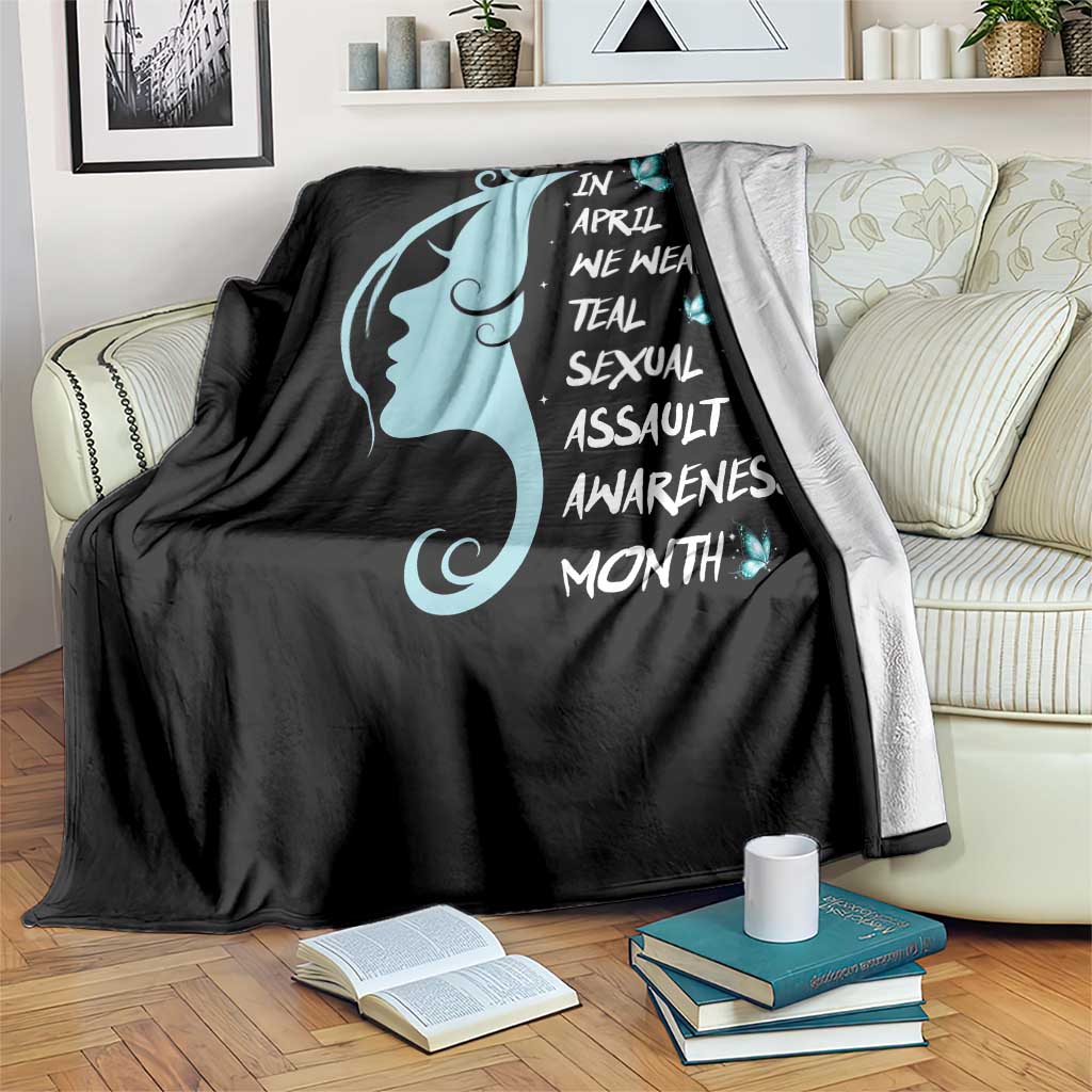 Sexual Assault Awareness Month Throw Blanket In April We Wear Teal Ribbon TS14 Print Your Wear