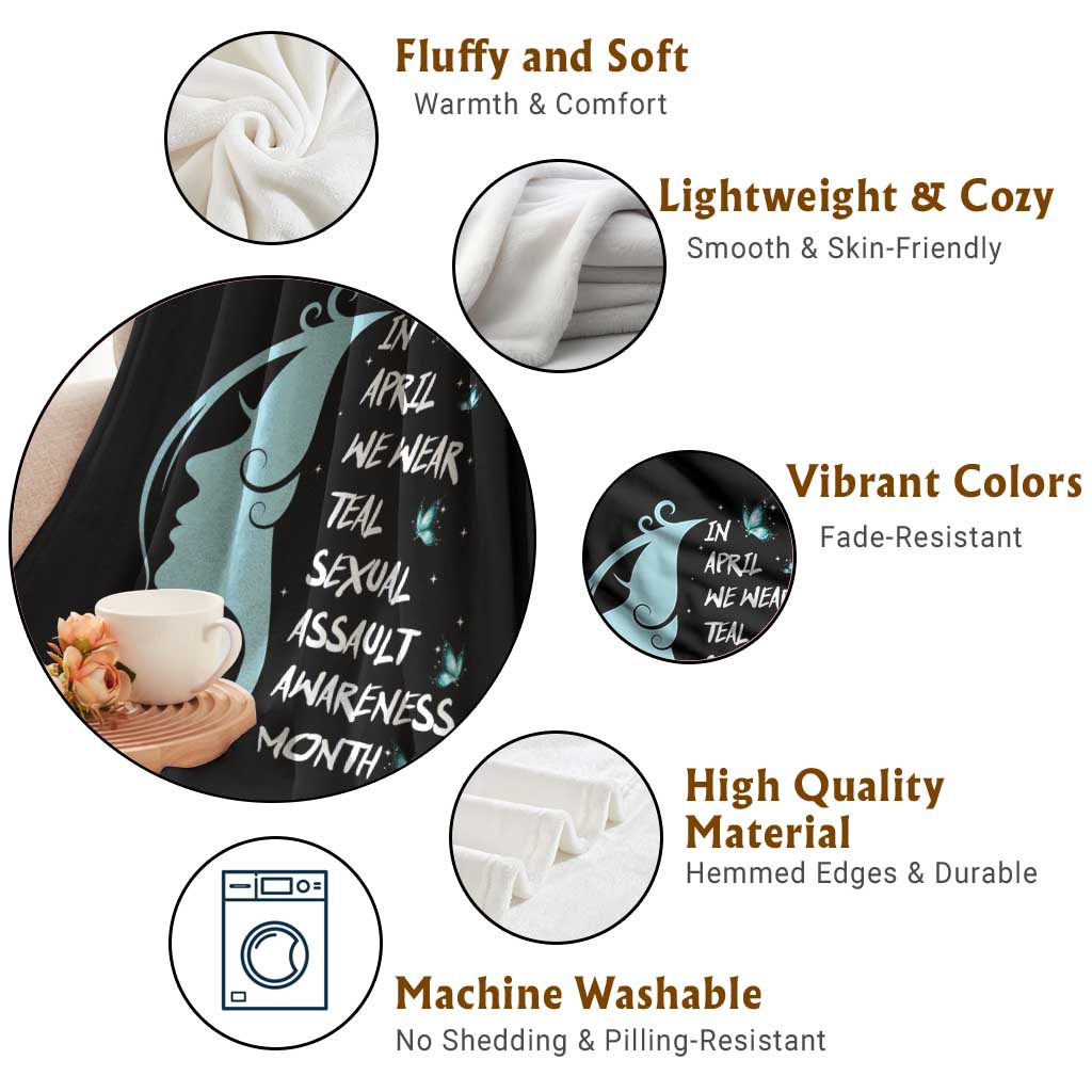 Sexual Assault Awareness Month Throw Blanket In April We Wear Teal Ribbon TS14 Print Your Wear