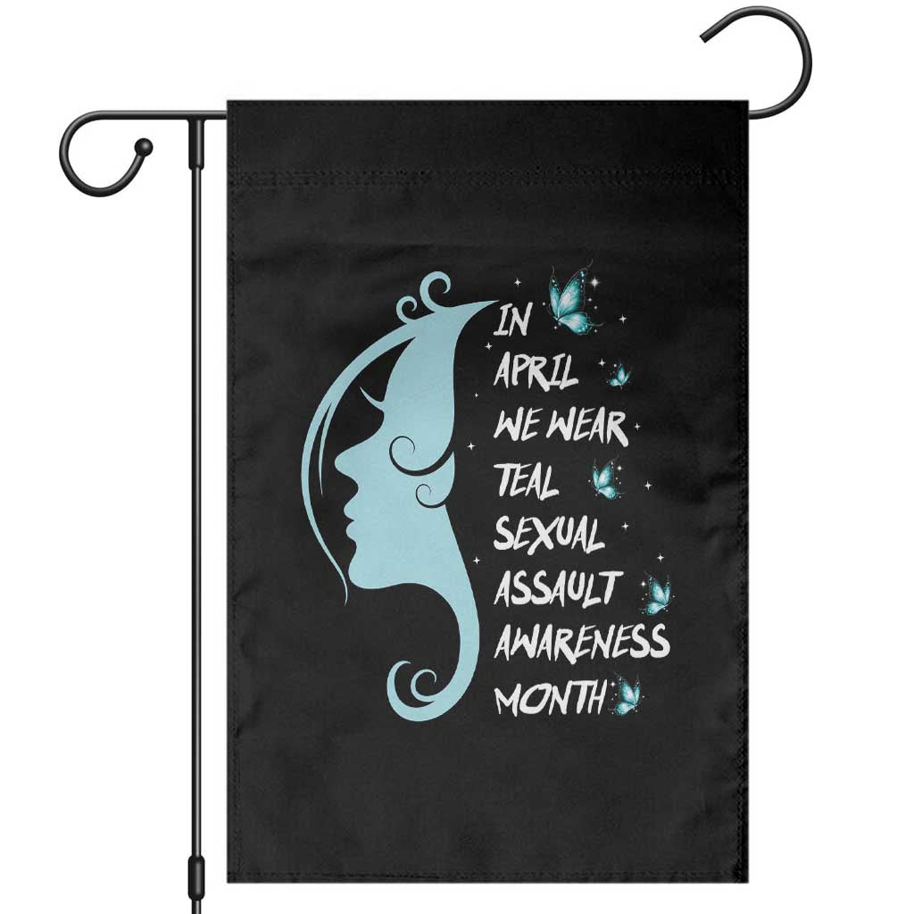 Sexual Assault Awareness Month Garden Flag In April We Wear Teal Ribbon TS14 Black Print Your Wear