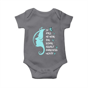 Sexual Assault Awareness Month Baby Onesie In April We Wear Teal Ribbon TS14 Charcoal Print Your Wear