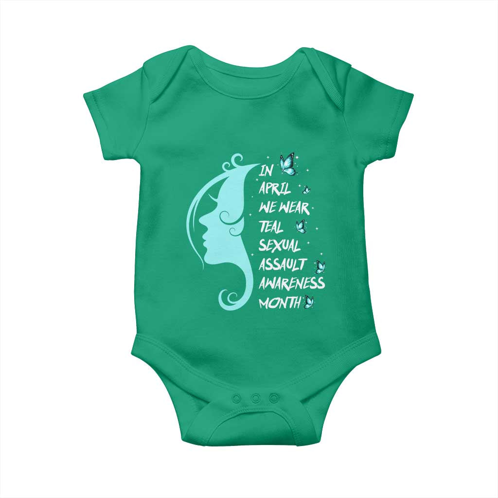 Sexual Assault Awareness Month Baby Onesie In April We Wear Teal Ribbon TS14 Irish Green Print Your Wear