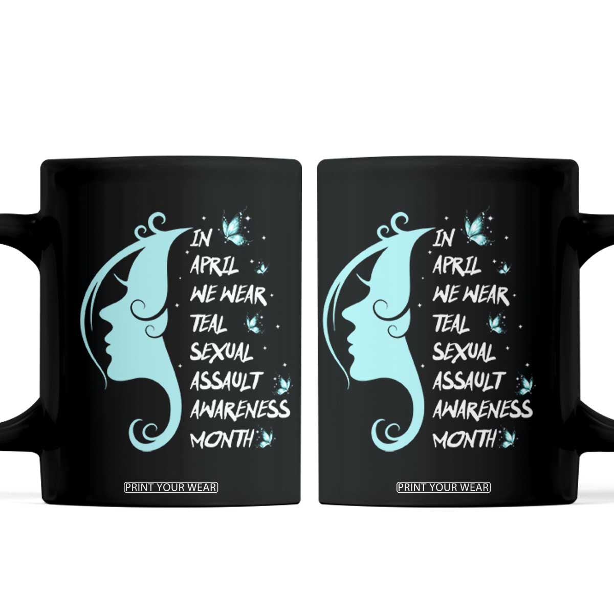 Sexual Assault Awareness Month Coffee Mug In April We Wear Teal Ribbon TS14 Black Print Your Wear