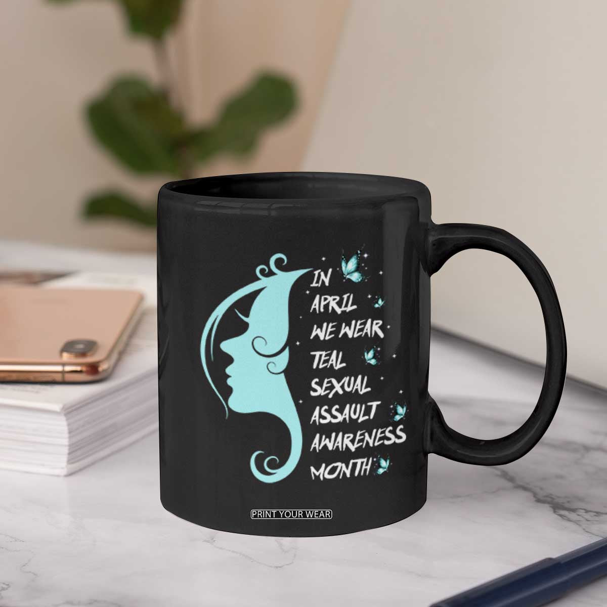 Sexual Assault Awareness Month Coffee Mug In April We Wear Teal Ribbon TS14 Print Your Wear