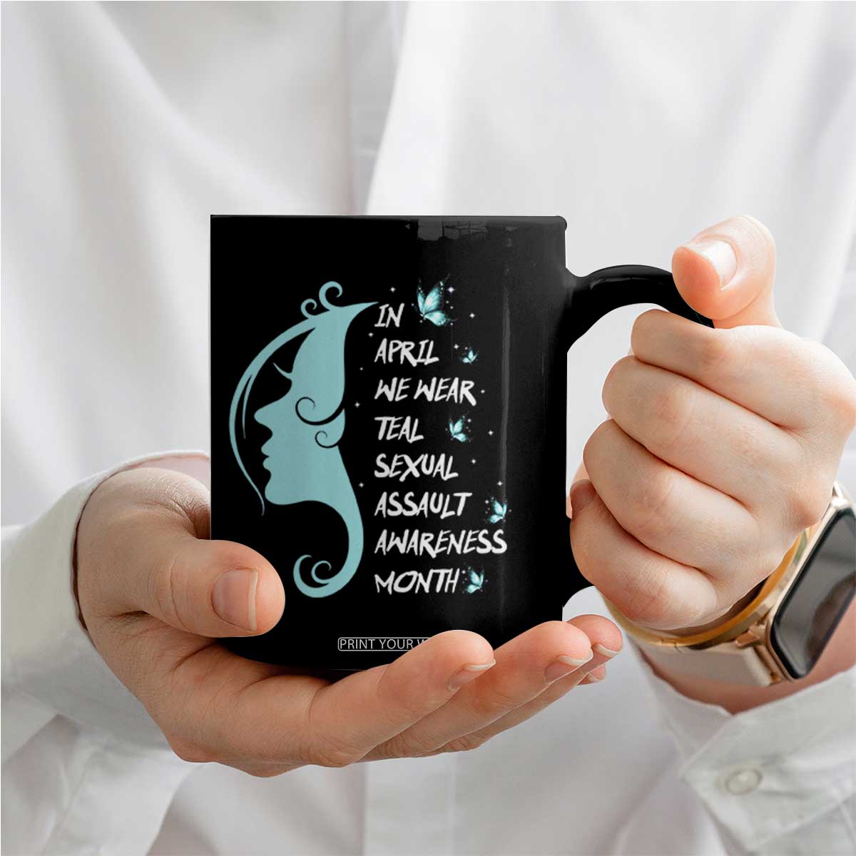 Sexual Assault Awareness Month Coffee Mug In April We Wear Teal Ribbon TS14 Print Your Wear