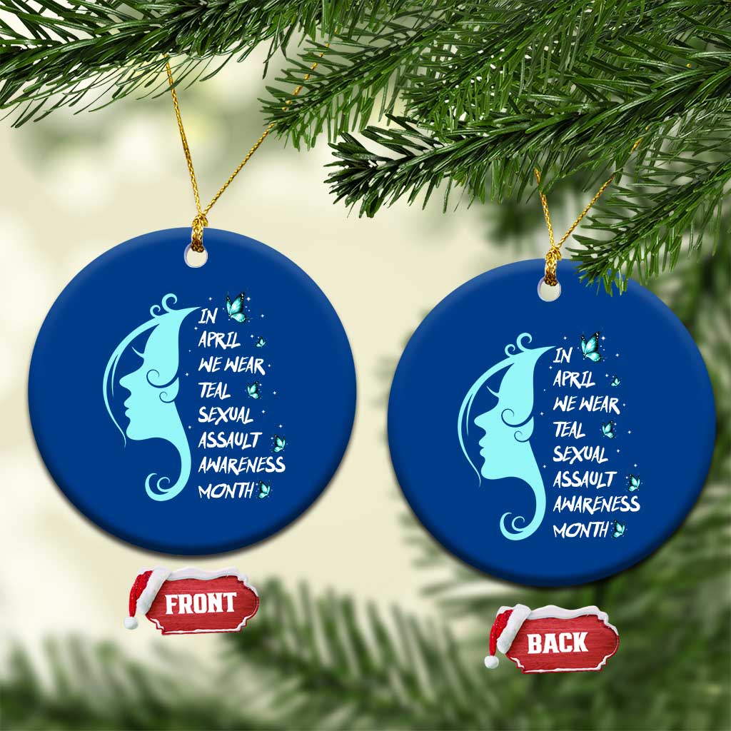 Sexual Assault Awareness Month Ceramic Ornament In April We Wear Teal Ribbon TS14 1pc Blue Print Your Wear