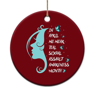 Sexual Assault Awareness Month Ceramic Ornament In April We Wear Teal Ribbon TS14 1pc Red Print Your Wear