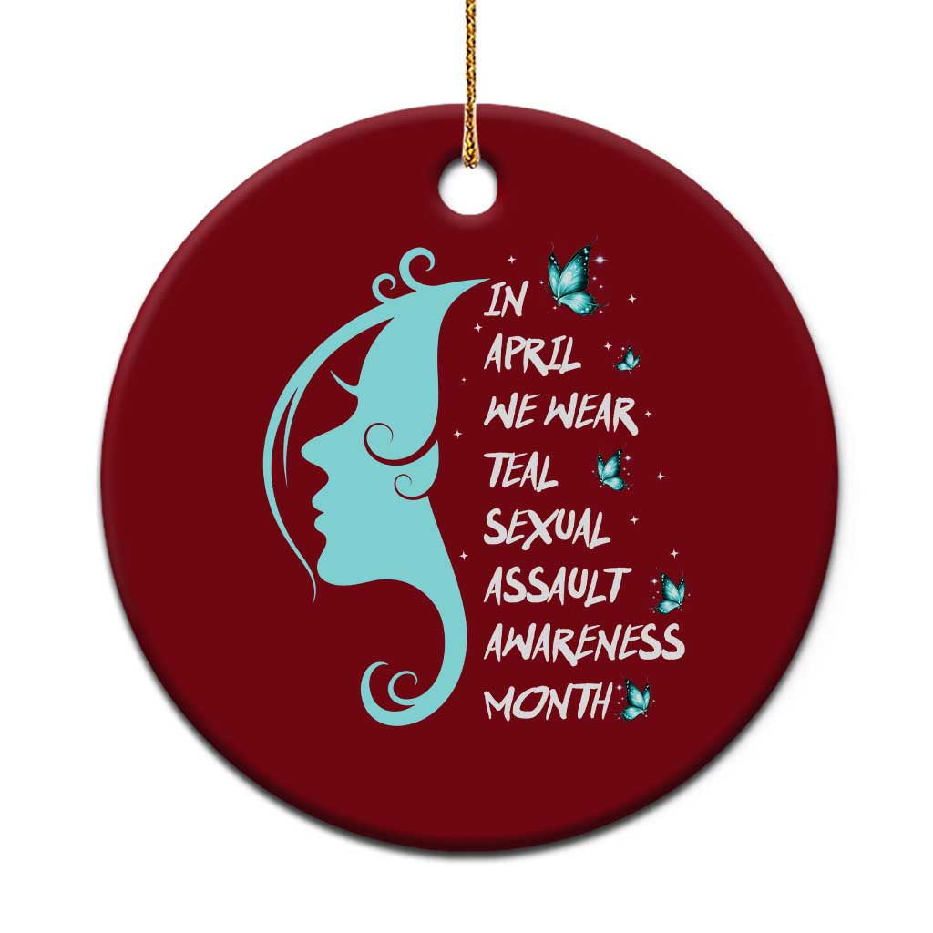 Sexual Assault Awareness Month Ceramic Ornament In April We Wear Teal Ribbon TS14 1pc Red Print Your Wear