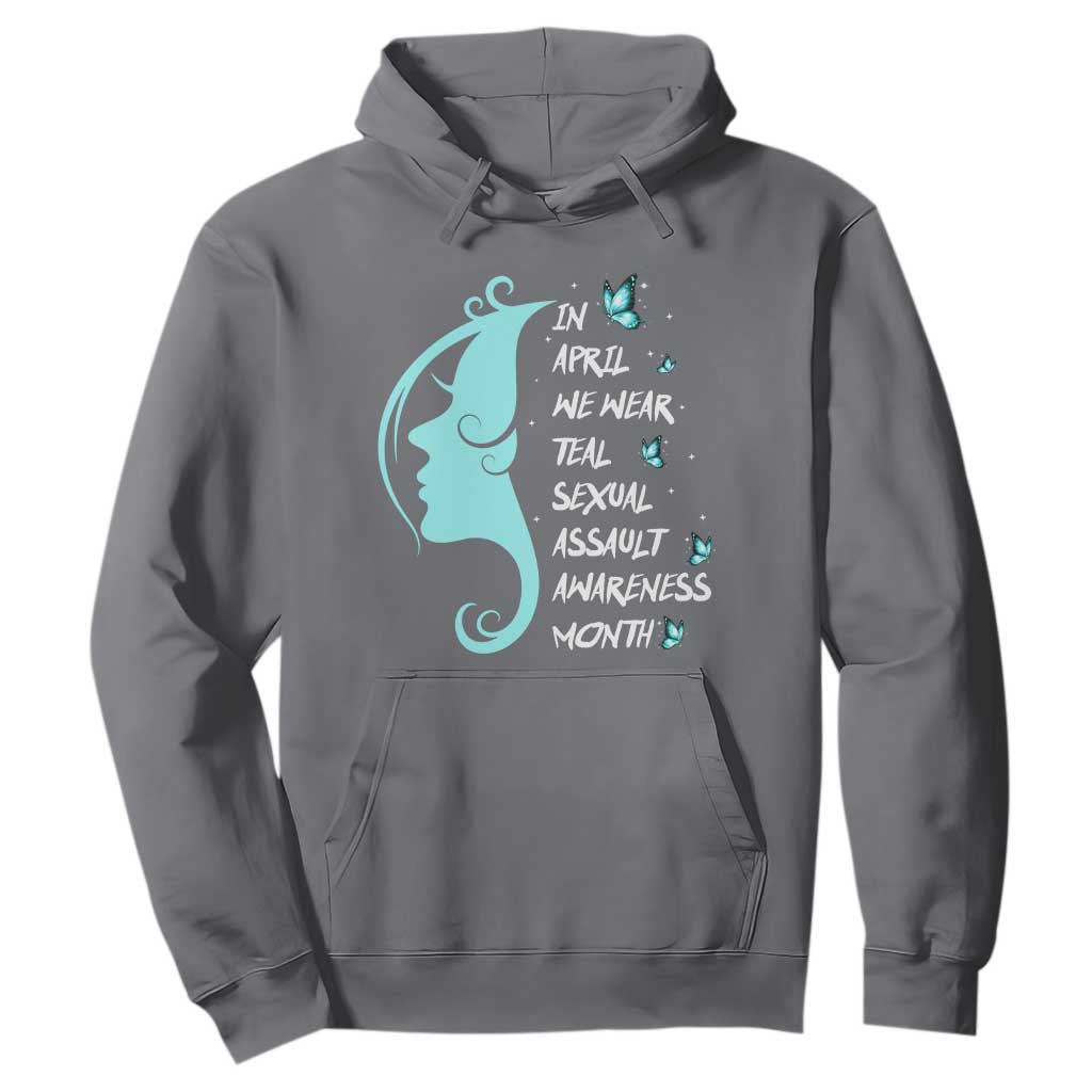 Sexual Assault Awareness Month Hoodie In April We Wear Teal Ribbon TS14 Charcoal Print Your Wear