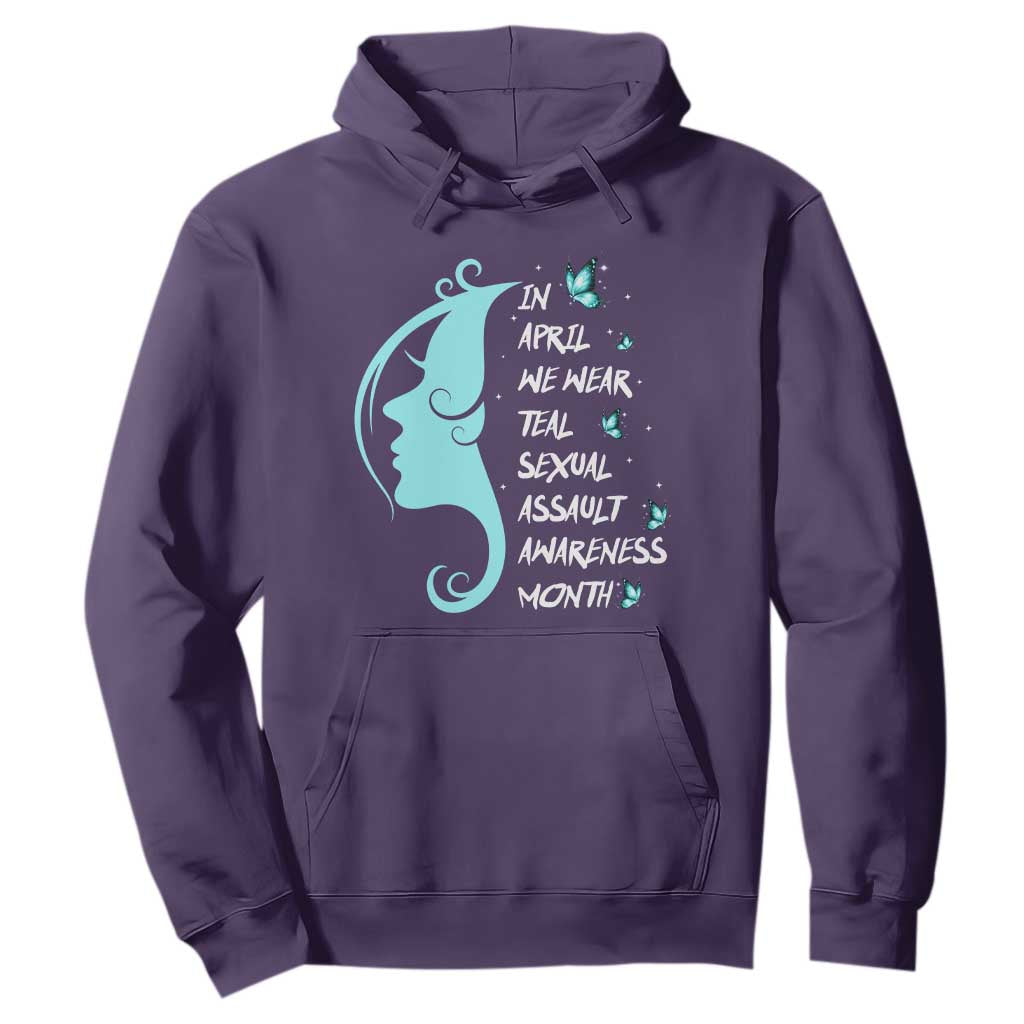 Sexual Assault Awareness Month Hoodie In April We Wear Teal Ribbon TS14 Purple Print Your Wear