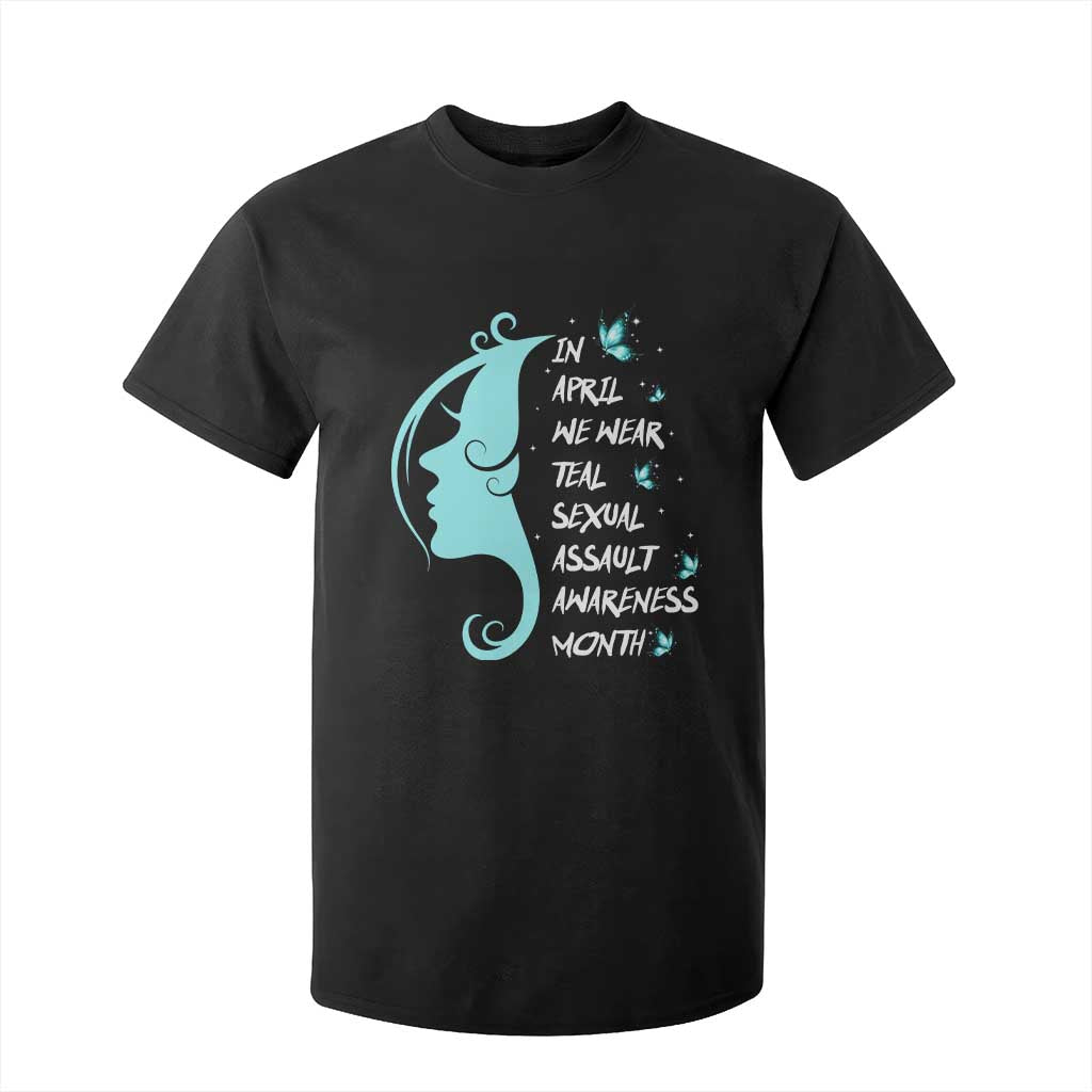 Sexual Assault Awareness Month T Shirt For Kid In April We Wear Teal Ribbon TS14 Black Print Your Wear
